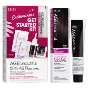 AGE beautiful Permanent Hair Color Dye Liqui Creme & Developer Starter Kit | 100% Gray Coverage | Anti-Aging | Biotin for Thicker, Fuller, Healthier Hair | 1NV Neutral Violet Black