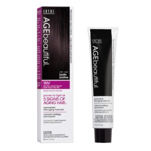 AGE beautiful Permanent Hair Color Dye Liqui Creme | 100% Gray Coverage | Anti-Aging Haircolor | Biotin for Thicker, Fuller Hair | Professional Salon Coloring | 1NV Neutral Violet Black