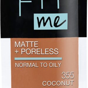 Maybelline New York Fit Me Matte + Poreless Liquid Foundation, Pouch Format, 355 Coconut, 1.3 Ounce