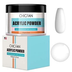 CHICFAN Natural Healthy Harmless White 4.23oz Fast Dry Acrylic Powder for Nail Extension Encapsulation Gift Box
