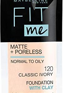Maybelline New York Fit Me Matte + Poreless Liquid Foundation, Pouch Format, 120 Classic Ivory, 1.3 Ounce