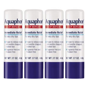 Aquaphor Lip Repair Stick – Soothes Dry Chapped Lips – 0.17 Ounce (Pack of 4)