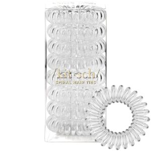 Kitsch Spiral Hair Ties for Women – Creaseless and Dent-free Coil Hair Ties | No Damage, Phone Cord Coils | Made of Flexible and Durable Plastic | 8pcs (Clear/Transparent)