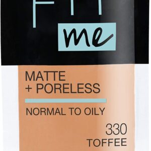 Maybelline New York Fit Me Matte + Poreless Liquid Foundation, Pouch Format, 330 Toffee, 1.3 Ounce