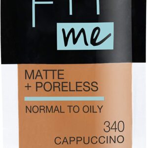 Maybelline New York Fit Me Matte + Poreless Liquid Foundation, Pouch Format, 340 Cappuccino, 1.3 Ounce