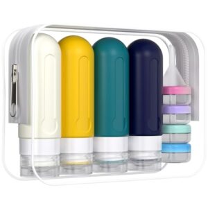 DEPOZA 18 Pack Travel Size Toiletry Containers Sets, BPA Free Silicone Travel Bottles with Leak Proof Caps, TSA Approved for Shampoo, Conditioner, Lotion, Soap and Essential Accessories (Mix)
