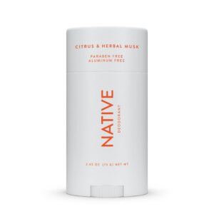 Native Deodorant | Natural Deodorant for Men, Aluminum Free with Baking Soda, Probiotics, Coconut Oil and Shea Butter | Citrus & Herbal Musk