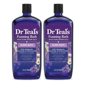 Dr Teal’s Foaming Bath with Pure Epsom Salt, Sleep Blend with Melatonin, Lavender & Chamomile Essential Oils, 34 fl oz (Pack of 2)