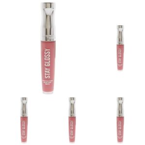 Rimmel Stay Glossy Lipgloss, Claridge’s Ruby, 0.18 Fl Oz (Pack of 5)