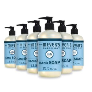 MRS. MEYER’S CLEAN DAY Hand Soap, Made with Essential Oils, Biodegradable Formula, Rain Water, 12.5 fl. oz – Pack of 6