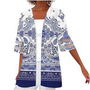 NIRHekf Womens Fall Fashion 2023 Crewneck Sweatshirt Women’s Casual Fashion Retro Printed Half Sleeve Lightweight