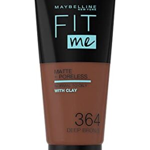 Maybelline Fit Me Foundation, Matte & Poreless, Full Coverage Blendable Normal to Oily Skin, 364 Deep Bronze 30ml