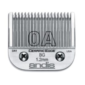 Andis 64470 Ceramic Edge Carbon-Infused Steel Detachable Clipper Blade – Chrome Finish, Anti-Rust, Extends Edge Life, Compatible All Andis Series – Size 0A, 3/64-Inch (1.2mm) Cut Length, Chrome