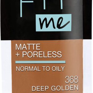 Maybelline New York Fit Me Matte + Poreless Liquid Foundation, Pouch Format, 368 Deep Golden, 1.3 Ounce