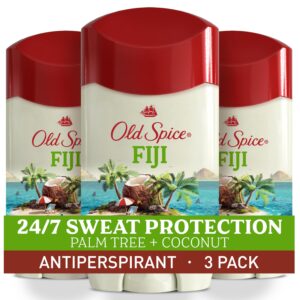 Old Spice Dry Feel Antiperspirant Deodorant for Men, 24/7 Freshness, 24/7 Sweat & Odor Protection, Gentle on Skin with Skin Conditioners, Fiji with Palm Tree + Coconut Scent, 2.6 oz (Pack of 3)