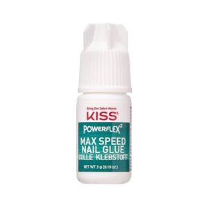 KISS PowerFlex Maximum Speed Nail Glue – Fast Drying Adhesive for Glue-On Nails & Repairs with Nozzle Tip Applicator, Ideal for Tips & Wraps, Net Wt. 0.10 oz (3g)