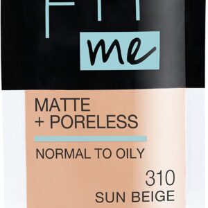 Maybelline New York Fit Me Matte + Poreless Liquid Foundation, Pouch Format, 310 Sun Beige, 1.3 Ounce