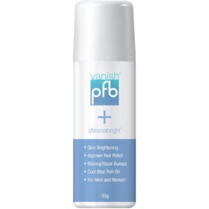 PFB Vanish Razor Bump Stopper Skin Care Treatment with Chromabright Dark Spot Remover, Roll On Formula Treats Ingrown Hairs and Razor Burns – 93g
