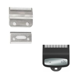 For Wahl 2161 Professional 2-Hole Stagger Tooth Replacement Blades and Premium Clipper Guard Clip Guide Metal1/16″