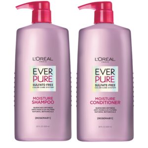 L’Oreal Paris EverPure Moisture Sulfate Free Shampoo and Conditioner Set, Hair Care for Color-Treated Hair with Rosemary Botanicals, 1 Kit