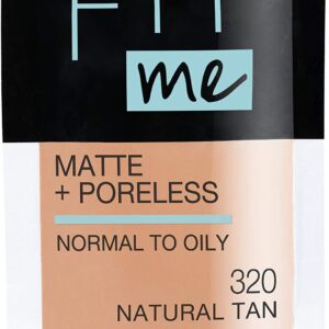 Maybelline New York Fit Me Matte + Poreless Liquid Foundation, Pouch Format, 320 Natural Tan, 1.3 Ounce