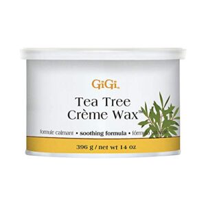 GiGi Tea Tree Crème Wax – Soothing Hair Removal Wax for Sensitive Skin, Soft Wax for Face & Body, Calming Formula with Tea Tree Oil, 14 oz