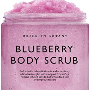 Brooklyn Botany Blueberry Body Scrub – Moisturizing and Exfoliating Body, Face, Hand, Foot Scrub – Fights Stretch Marks, Fine Lines, Wrinkles – Great Gifts for Women & Men – 11 oz
