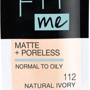 Maybelline New York Fit Me Matte + Poreless Liquid Foundation, Pouch Format, 112 Natural Ivory, 1.3 Ounce