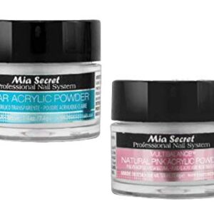Mia Secret Clear Acrylic Nail Powder With Multibalance Natral Pink Acrylic Powder – 1/4 oz.