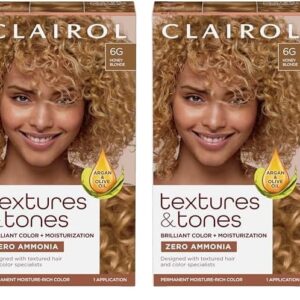 Clairol Textures & Tones Permanent Hair Dye, 6G Honey Blonde Hair Color, Pack of 2