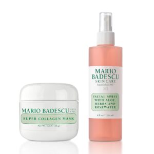 Mario Badescu Rose Facial Spray & Super Collagen Mask Bundle, Hydrating Face Mist + Firming Collagen Mask for Refreshed, Radiant Skin, 2-Piece Skincare Set for Moisture, Firmness, and a Youthful Glo