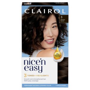 Clairol Nice’n Easy Permanent Hair Dye, 3 Brown Black Hair Color, Pack of 1