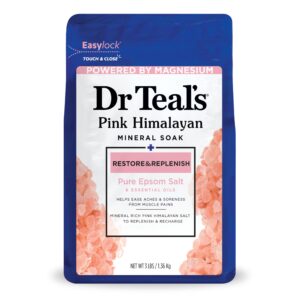 Dr Teal’s Epsom Salt Magnesium Soak, Restore & Replenish with Pink Himalayan Salt, 3 lbs