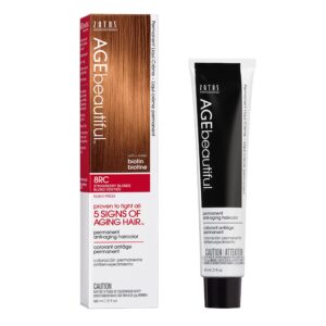 AGE beautiful Permanent Hair Color Dye Liqui Creme | 100% Gray Coverage | Anti-Aging Haircolor | Biotin for Thicker, Fuller Hair | Professional Salon Coloring | 8RC Strawberry Blonde