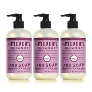 MRS. MEYER’S CLEAN DAY Hand Soap, Made with Essential Oils, Biodegradable Formula, Peony, 12.5 fl. oz – Pack of 3