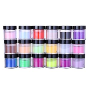 NXKang Nail Powder Set> 18 Colors Acrylic Nail Art Tips UV Gel Powder Dust Design Decoration 3D Manicure Neon Pigment Nail Powder Colorful Nail Art Decoration
