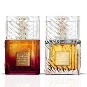 Lattafa Khamrah Qahwa & Khamrah Dukhan Eau De Parfum Sprays 100ML (3.4 OZ) | Double the Depth, Double the Desire—Fiery, Gourmand, Unforgettable. (Bundle)