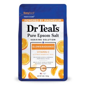 Dr Teal’s Salt Soak with Pure Epsom Salt, Glow & Radiance with Vitamin C & Citrus Essential Oils, 3 lbs