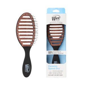 Wet Brush Ceramic Speed Dry Hair Brush, Black – Vented Design & Soft HeatFlex Bristles Are Blow Dry Safe – Ergonomic Handle Manages Tangles – Pain-Free Hair Accessories