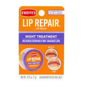 O’Keeffe’s Lip Repair Night Treatment Lip Balm for Dry, Cracked Lips – 0.25 Ounce Jar (1 Pack) – Moisturizer Extremely Cracked, Dry Lips