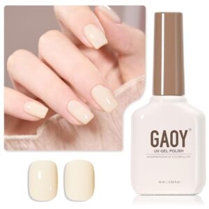 GAOY Jelly Nude Gel Nail Polish, 16ml Sheer White Translucent Soak Off Gel Polish, UV Light Cure for Nail Art DIY, 1316 Yogurt White