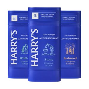 Harry’s Extra-Strength Antiperspirant Deodorant, Sweat & Odor Control Antiperspirant for Men, Variety Pack – Stone, Redwood, Wildlands, 2.5 oz Pack of 3