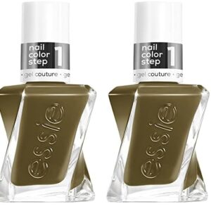 essie Gel Couture Long-Lasting Nail Polish, 8-Free Vegan, Pattern Play, Olive Green, Fab Totally Plaid, 0.46 Ounce (Pack of 2)