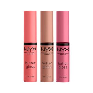 NYX PROFESSIONAL MAKEUP Butter Gloss, Non-Sticky Lip Gloss – Pack Of 3 (Angel Food Cake, Creme Brulee, Madeleine)