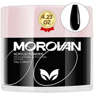 Morovan Black Acrylic Powder – 4 oz Polymer Professional Black Nail Powder Set for Acrylic Nail Extension Carving DIY Beginners