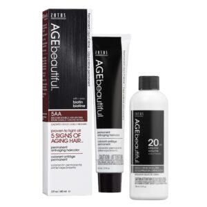 AGE beautiful Permanent Hair Color Dye Liqui Creme & Developer 20 Volume | 100% Gray Coverage | Anti-Aging | Biotin for Thicker, Fuller, Healthier Hair | 5AA Double Ash