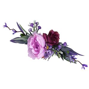 PartyforU Handmade Purple Flower Side Comb – Woodland Floral Combs Bohemian Hair Combs for Brides Bridesmaid Wedding Bachelor Party Bridal Shower