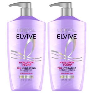 L’Oreal Paris Elvive Hyaluron Plump Shampoo and Conditioner Set for Dehydrated, Dry Hair with Hyaluronic Acid Care Complex, 1 Kit (2 Products)