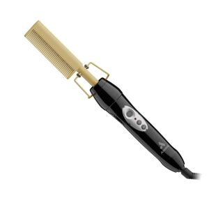 Andis 38335 Professional Heat Ceramic Press Comb for Hair, Straightener – 450F High Heat with Dual Voltage – 20 Adjustable Heat-Settings, 30 Min Auto Shut-Off, Gold, Ceramic Gold