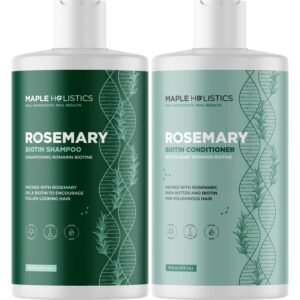 Biotin Rosemary Shampoo and Conditioner Set – Vegan Sulfate Free Biotin Shampoo and Conditioner Set Hair Growth Complex with Volumizing Rosemary Essential Oil for Fine Weak & Dull Hair